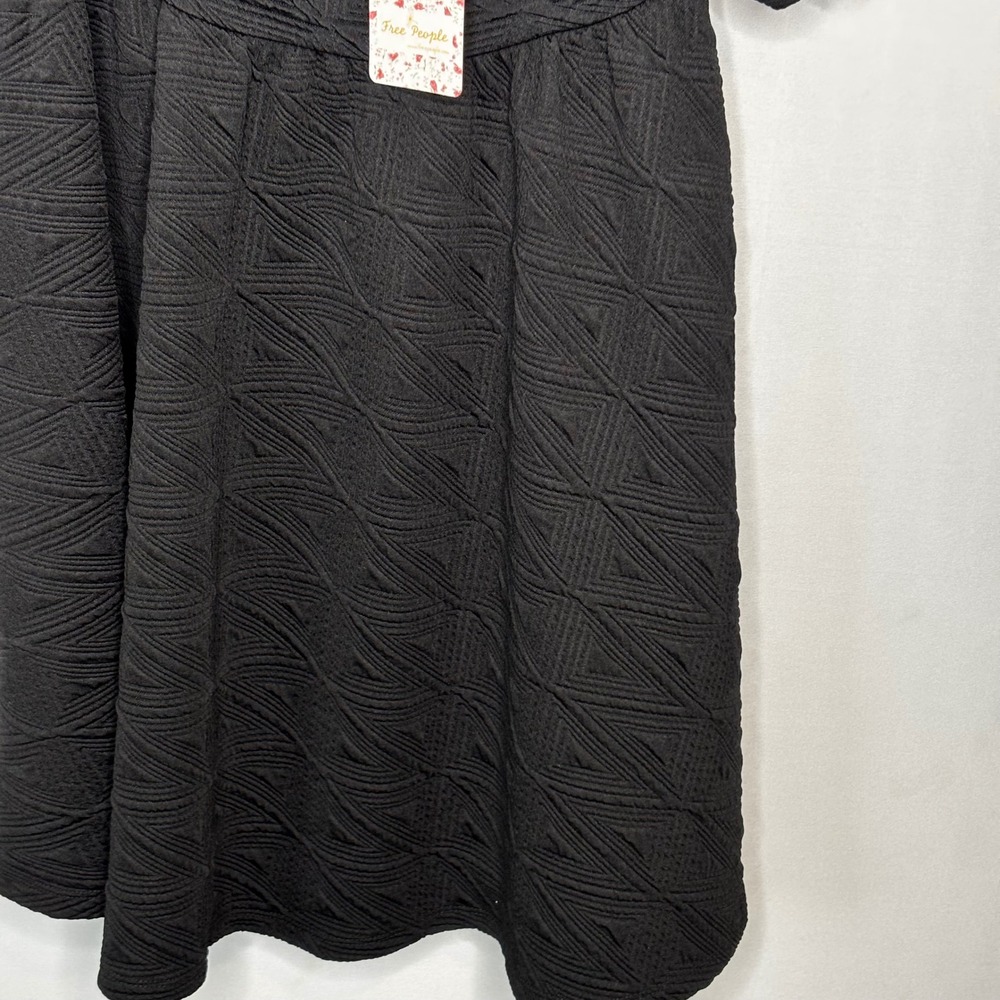 Free People Violet Mini Dress‎ Black Textured Puff Sleeve Open Back Tie Size S - Picture 5 of 10
